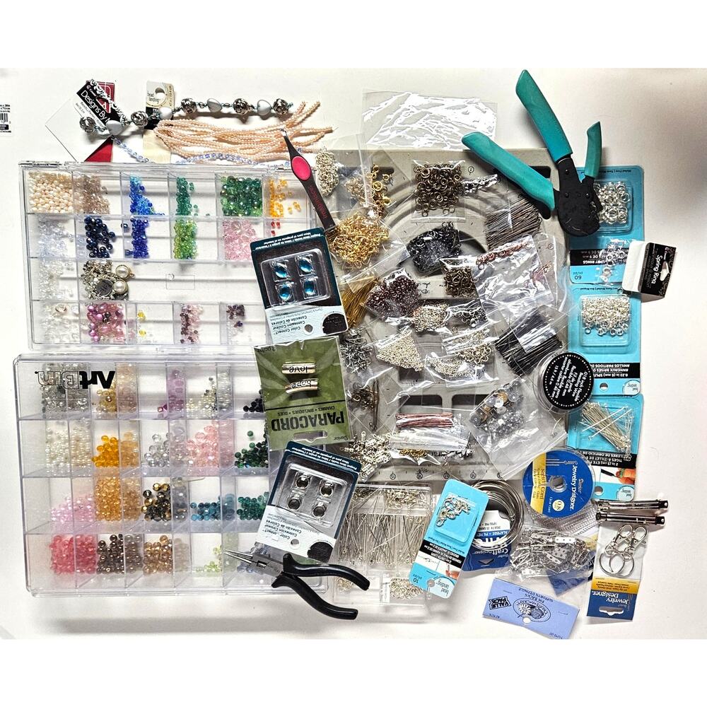 Huge Jewelry Making Destash Lot Beads Charms Findings Wire Pliers Craft Supply